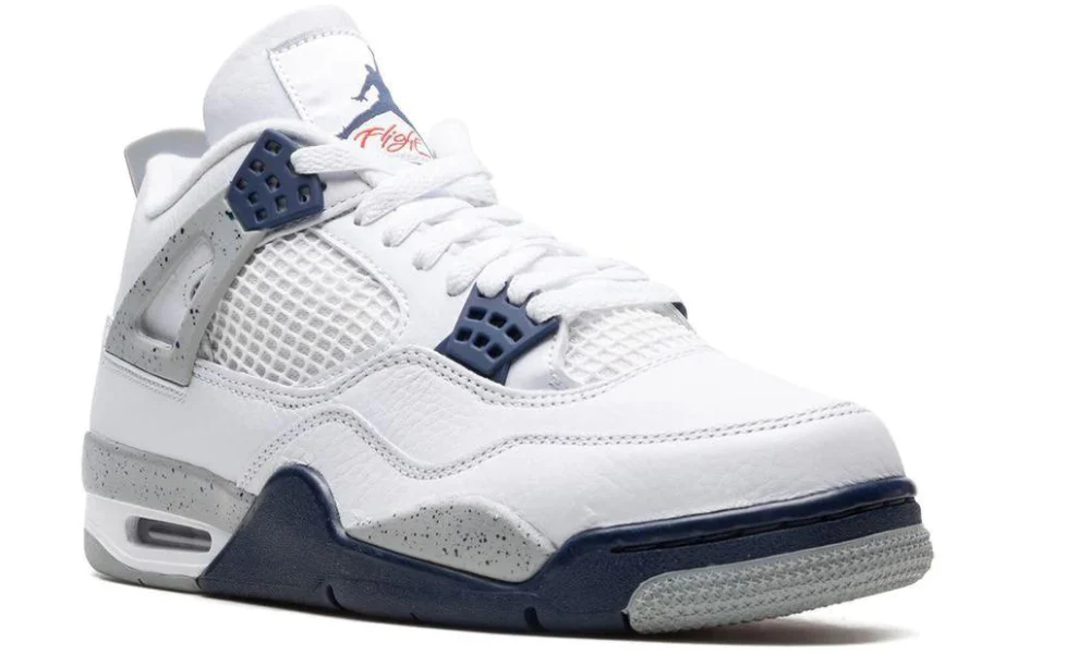 Nike Air Jordan 4 Retro GS Midnight Navy White Leather Sneakers