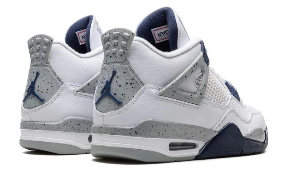 Nike Air Jordan 4 Retro GS Midnight Navy White Leather Sneakers
