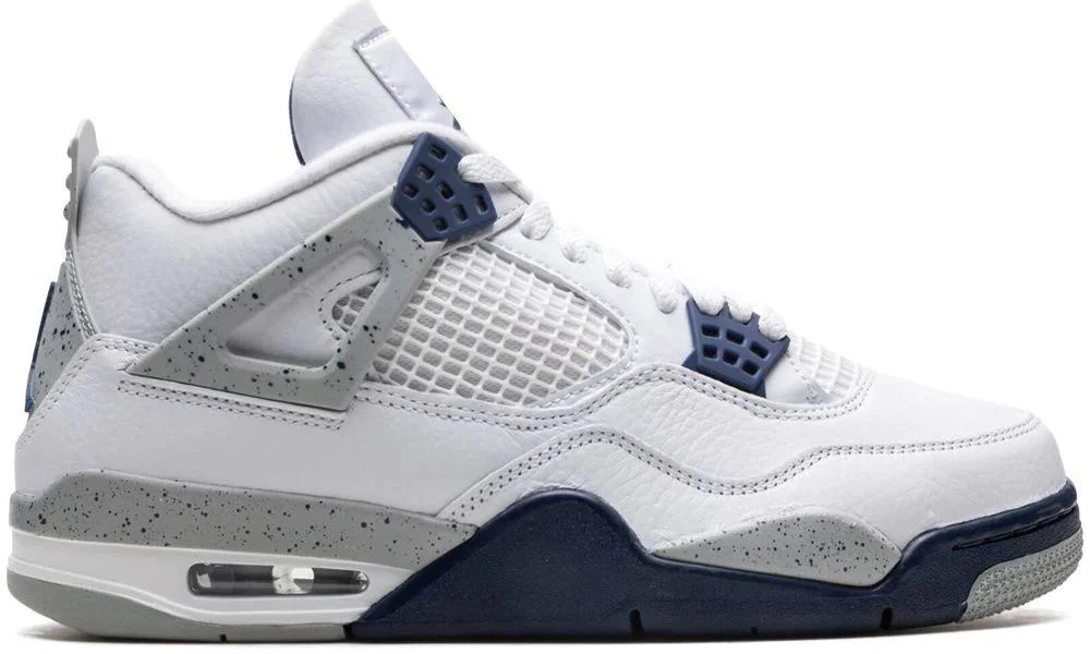 Nike Air Jordan 4 Retro GS Midnight Navy White Leather Sneakers