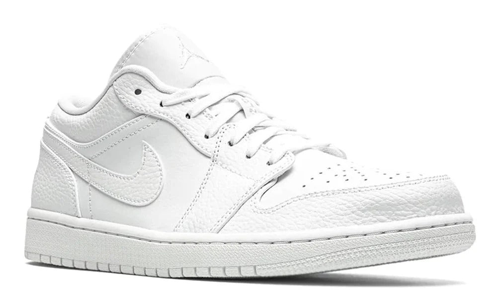 Nike Air Jordan 1 Low Triple White Leather Classic Low Top Sneakers