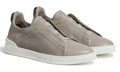 Zegna SECONDSKIN Triple Stitch Leather Sneakers in Light Grey