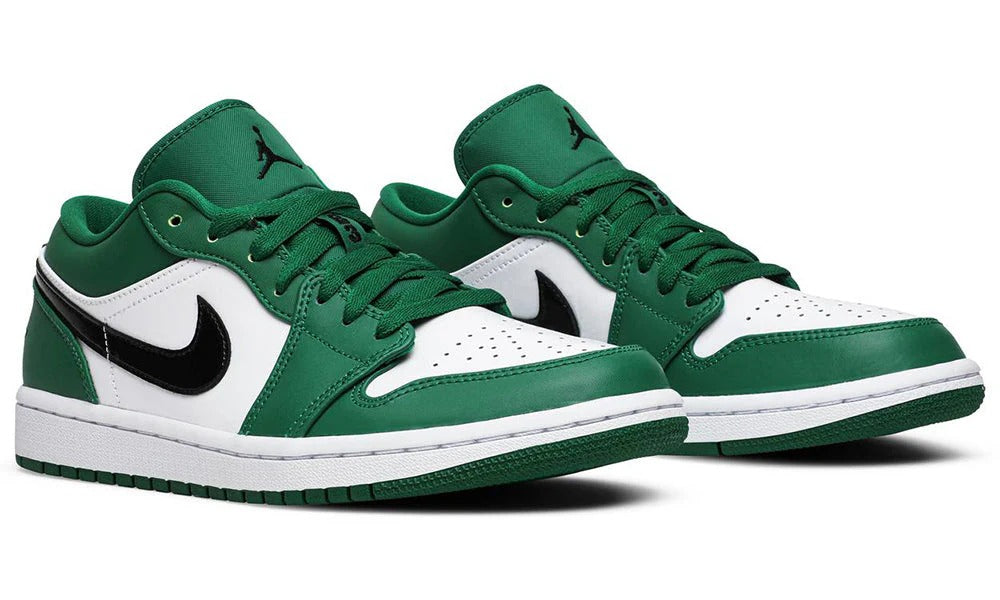 Air Jordan 1 Low Pine Green Leather and Textile Basketball Sneakers