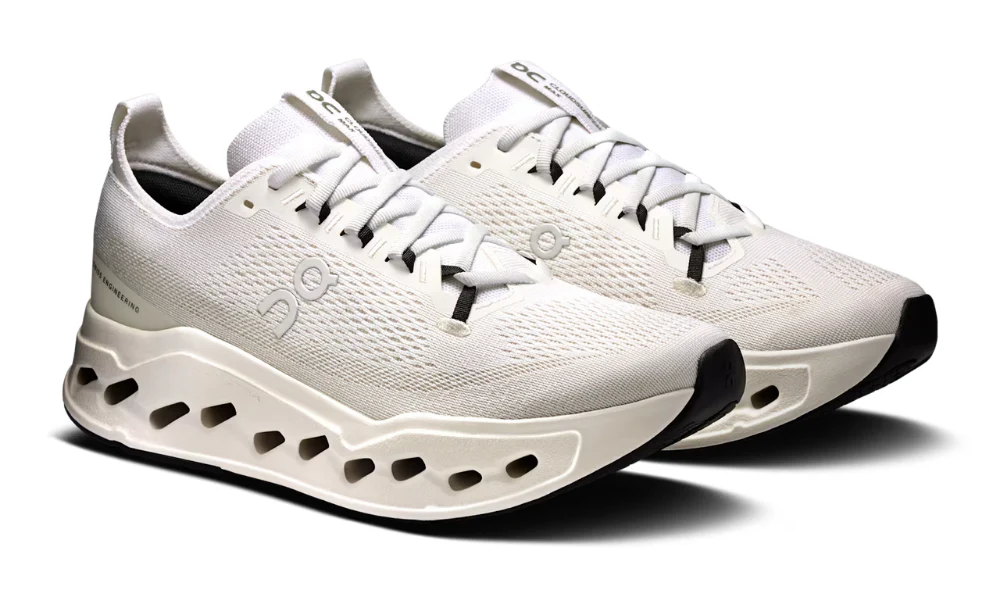 On Cloudsurfer Max White Running Shoes with Double CloudTec Phase