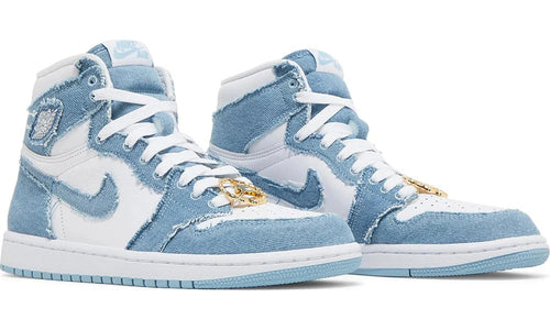 Air Jordan 1 High OG Denim Washed Indigo Leather Sneakers
