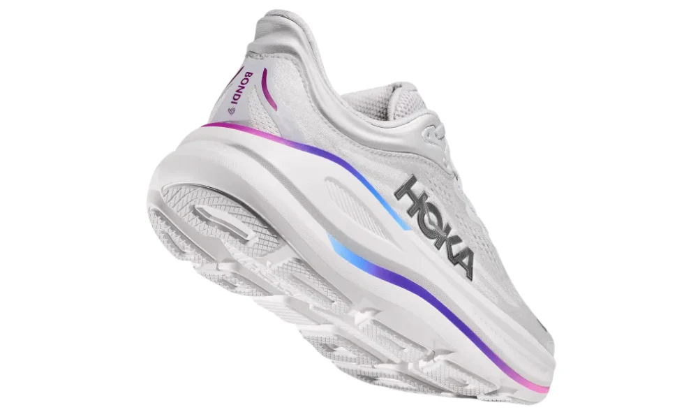 Hoka Bondi 9 Running Shoes in Cosmic Grey and White