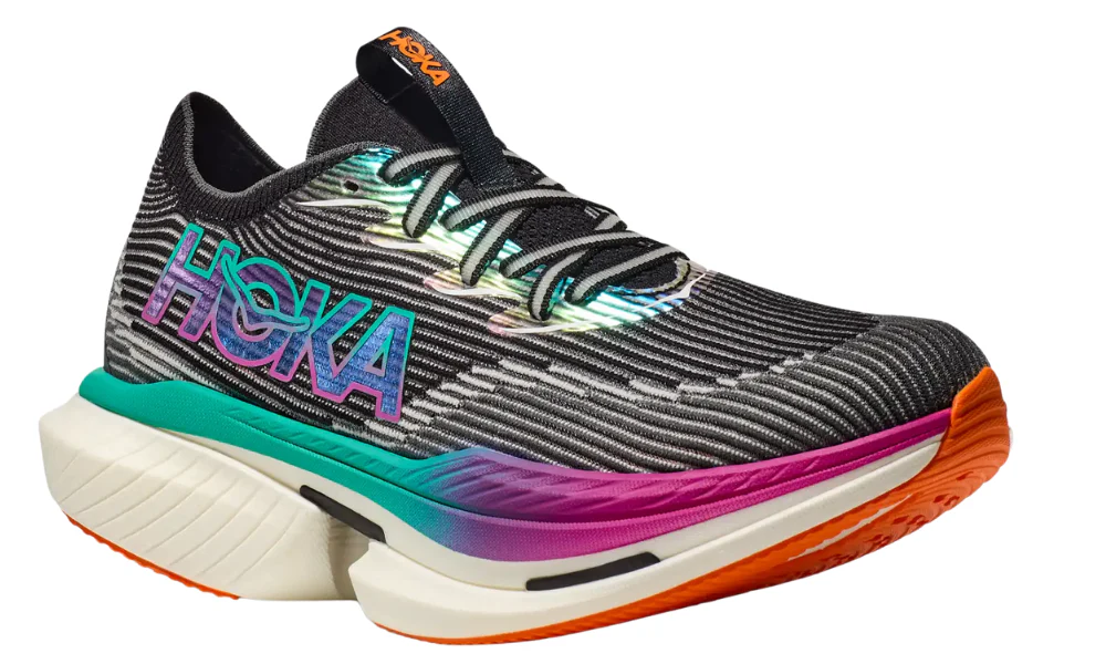 Hoka Cielo X1 Road Racing Shoes in Black Electric Aqua