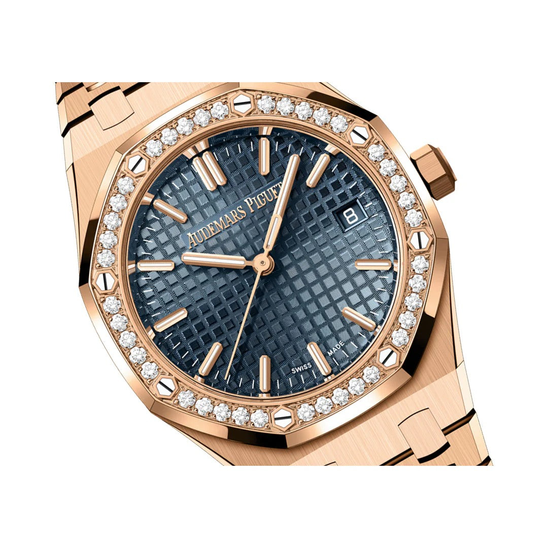 Audemars Piguet Royal Oak Rose Gold Watch with Diamond Bezel