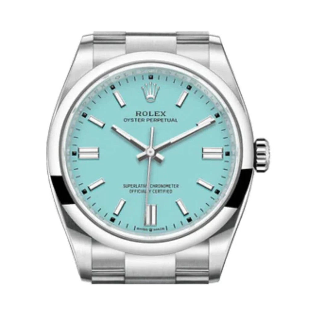 Rolex Oyster Perpetual 36mm Turquoise Blue Dial Unisex Luxury Watch