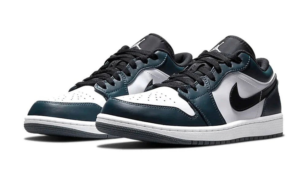 Air Jordan 1 Low Dark Teal Leather Basketball Sneakers