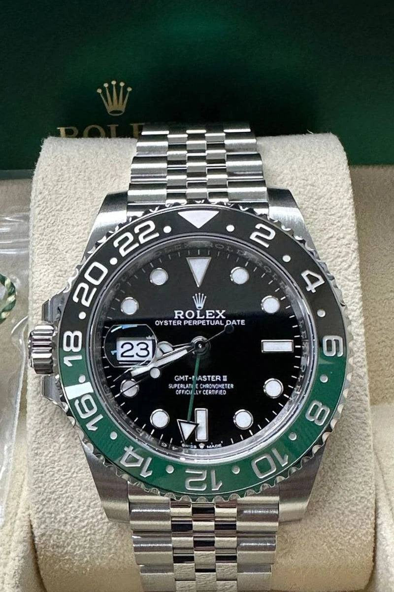 Rolex GMT-Master II Stainless Steel Green Black Cerachrom Bezel Watch
