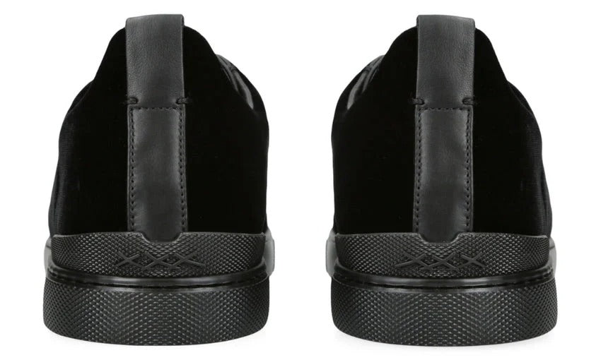 ZEGNA Velvet Triple Stitch Sneakers "Black"