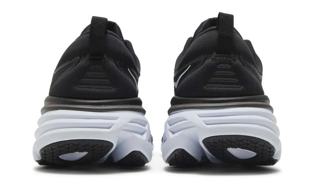 Hoka Bondi 8 Running Shoes in Sleek Black and White