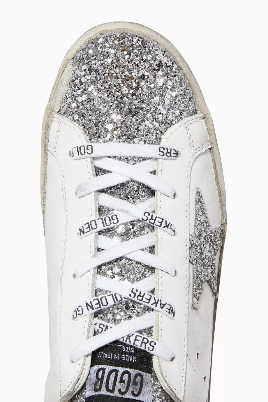 Golden Goose Super-Star Leather Sneakers Silver Distressed Finish Women's