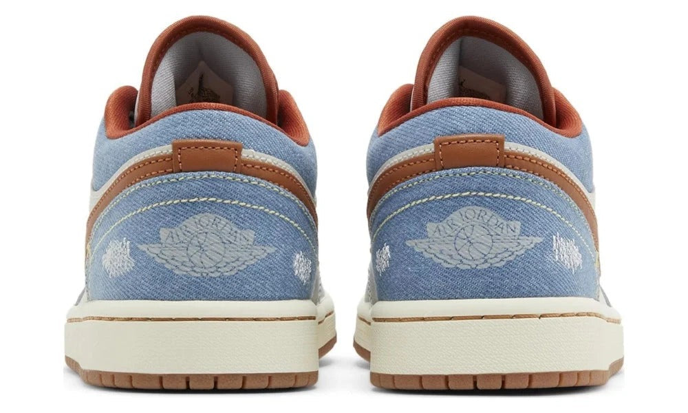 Air Jordan 1 Low Phantom Denim Leather and Textile Sneakers