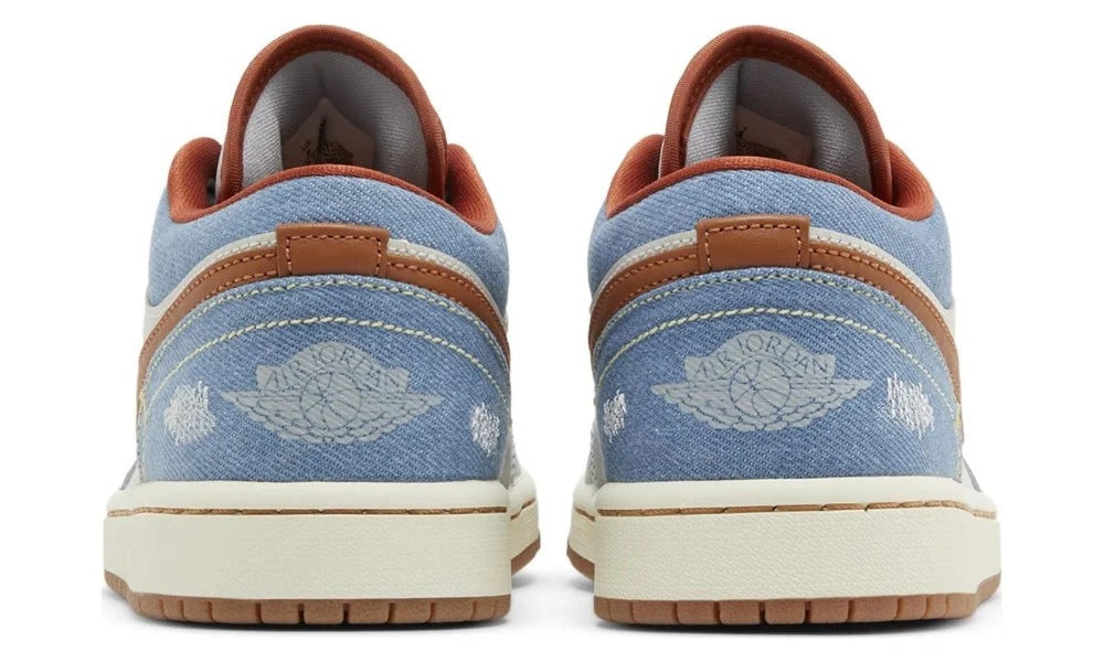 Air Jordan 1 Low Phantom Denim Leather and Textile Sneakers