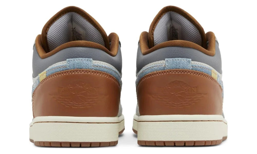 Air Jordan 1 Low SE Repaired Denim Swoosh Phantom Leather Shoe