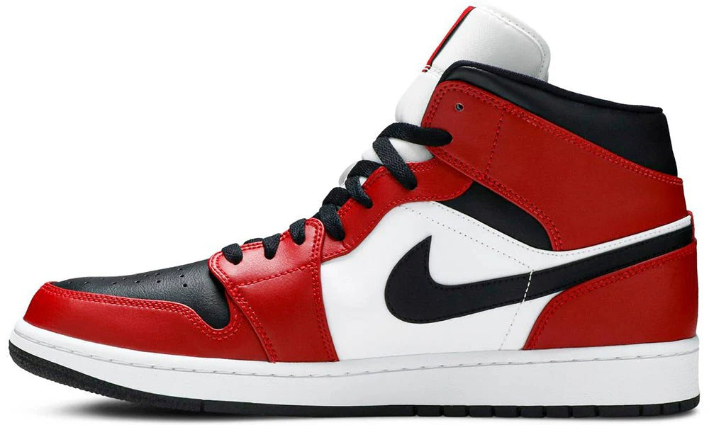 Air Jordan 1 Mid Chicago Black Toe Leather Sneakers
