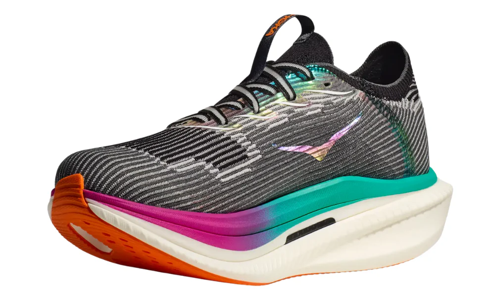 Hoka Cielo X1 Road Racing Shoes in Black Electric Aqua