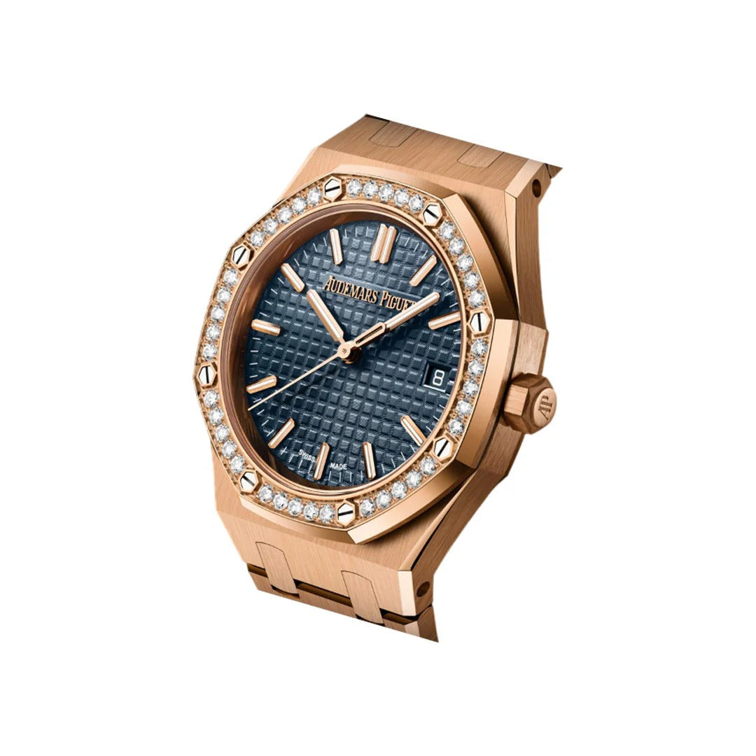 Audemars Piguet Royal Oak Rose Gold Watch with Diamond Bezel