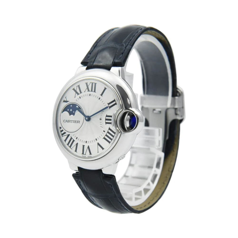 Cartier Ballon Bleu Moonphase Blue Dial Luxury Stainless Steel Watch