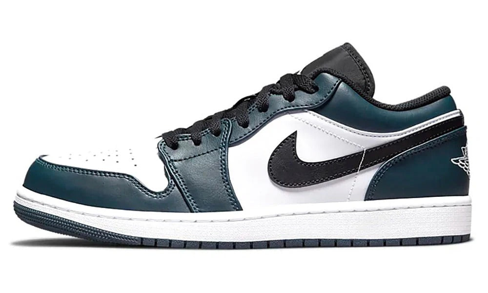 Air Jordan 1 Low Dark Teal Leather Basketball Sneakers