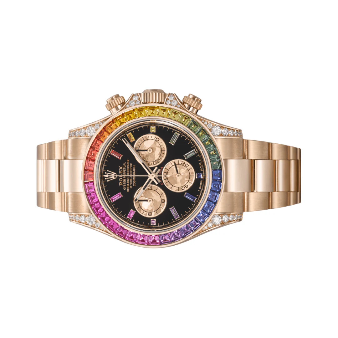 Rolex Daytona Rainbow Black Dial Luxury Automatic Wristwatch