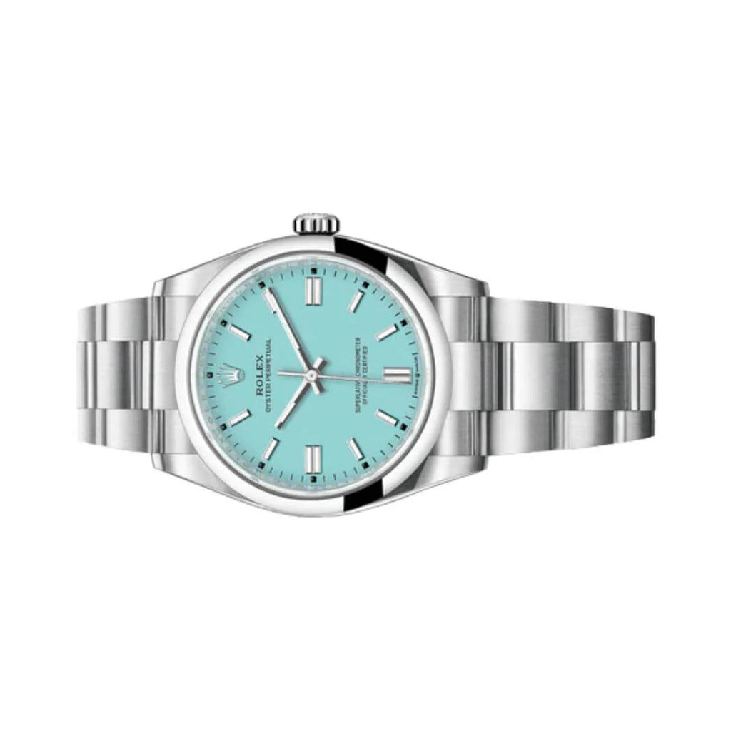 Rolex Oyster Perpetual 36mm Turquoise Blue Dial Unisex Luxury Watch