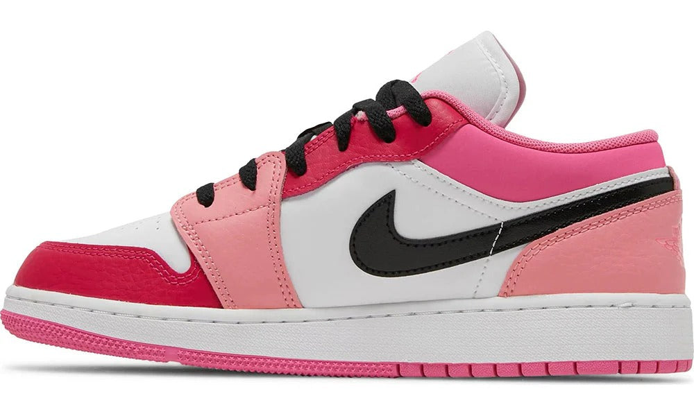 Air Jordan 1 Low GS White Pinksicle Youth Leather Sneakers