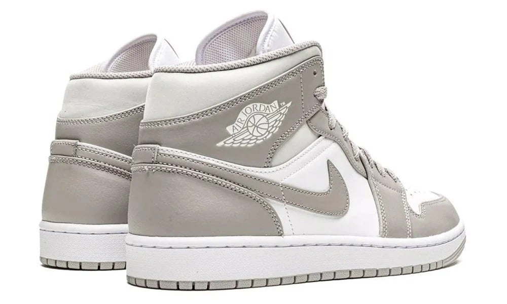 Nike Air Jordan 1 Mid Linen Grey and White Sneakers