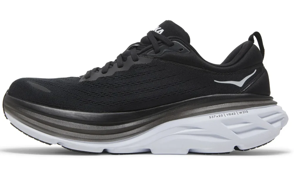 Hoka Bondi 8 Running Shoes in Sleek Black and White