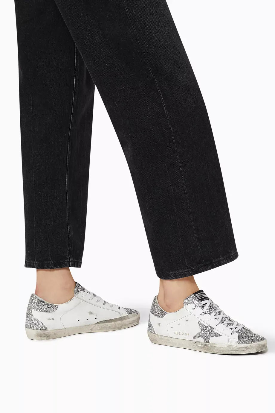 Golden Goose Super-Star Leather Sneakers Silver Distressed Finish Women's