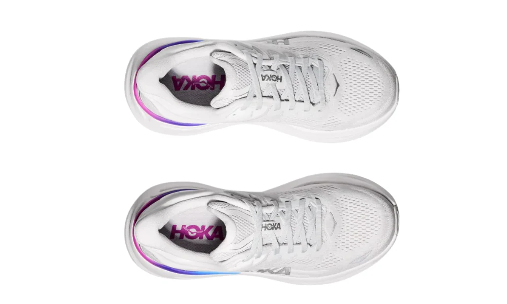 Hoka Bondi 9 Running Shoes in Cosmic Grey and White