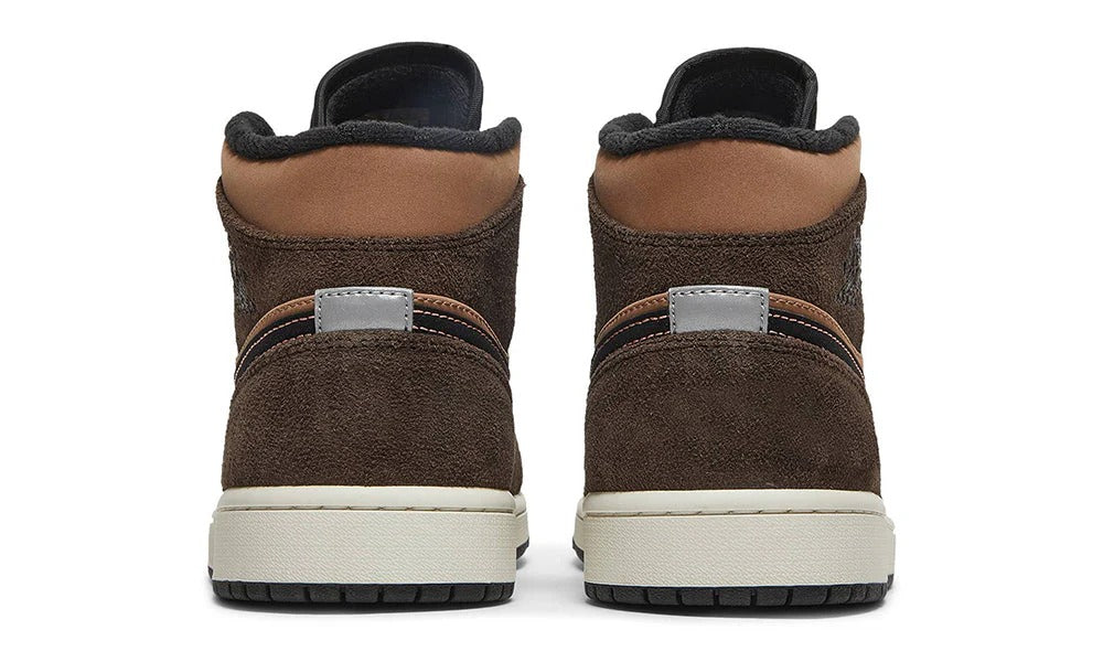 Air Jordan 1 Mid SE Dark Chocolate Leather Athletic Sneakers