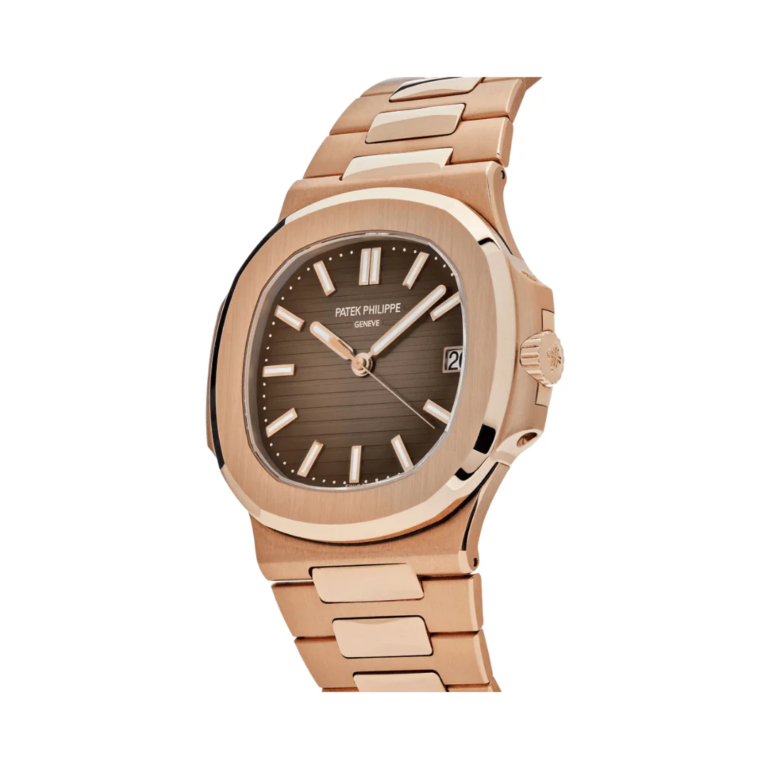 Patek Philippe Nautilus Rose Gold Watch Brown Dial Men's Luxury