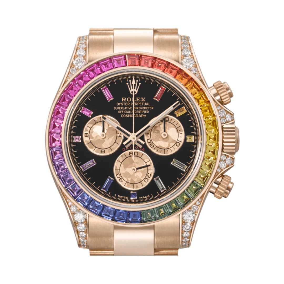 Rolex Daytona Rainbow Black Dial Luxury Automatic Wristwatch