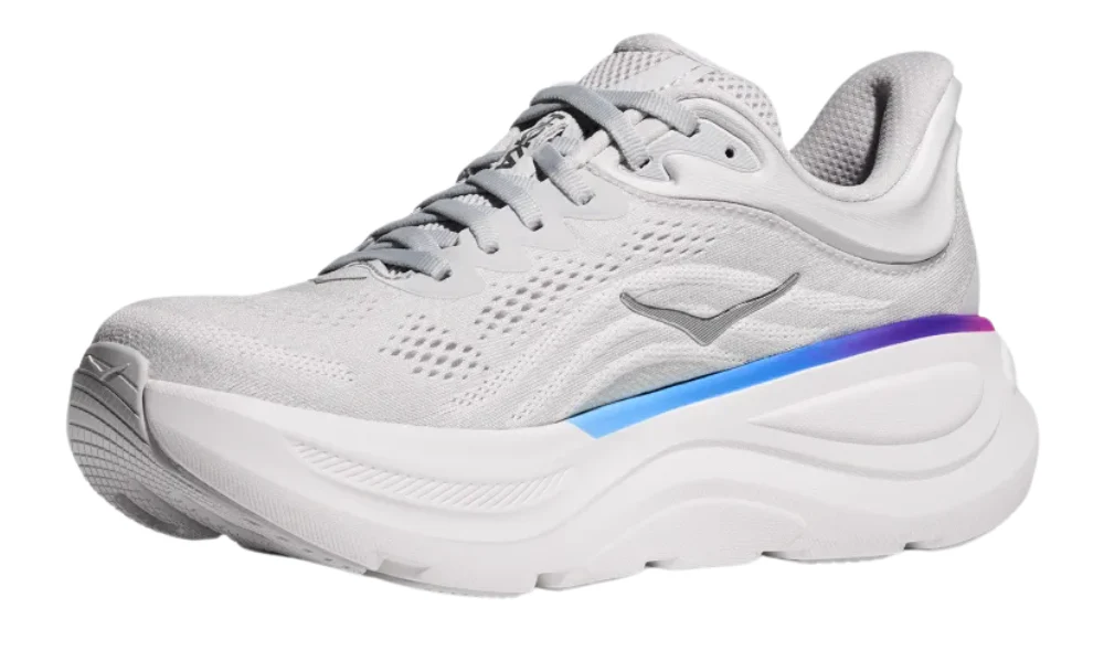 Hoka Bondi 9 Running Shoes in Cosmic Grey and White