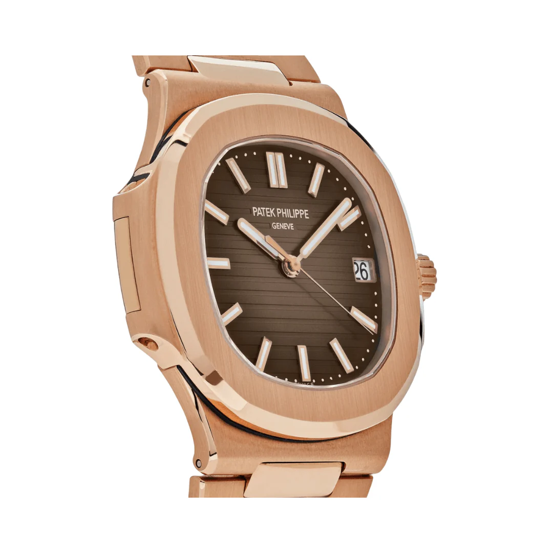 Patek Philippe Nautilus Rose Gold Watch Brown Dial Men's Luxury