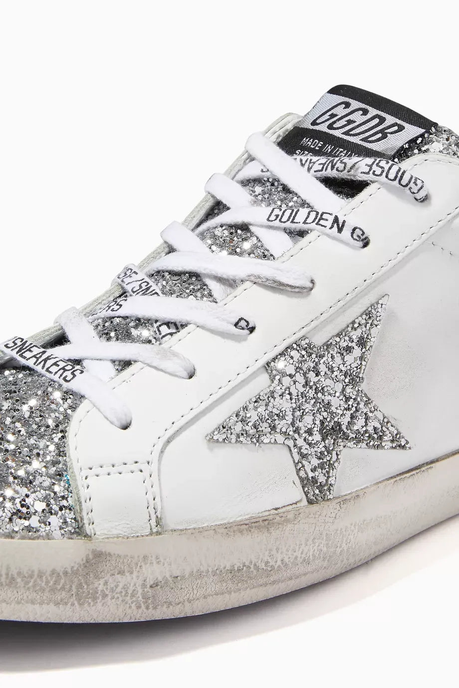 Golden Goose Super-Star Leather Sneakers Silver Distressed Finish Women's