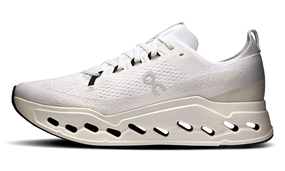 On Cloudsurfer Max White Running Shoes with Double CloudTec Phase