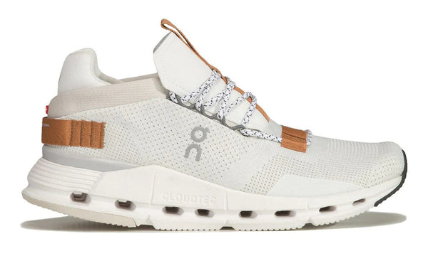 ON RUNNING Cloudnova Women's Performance Sneakers in White and Brown