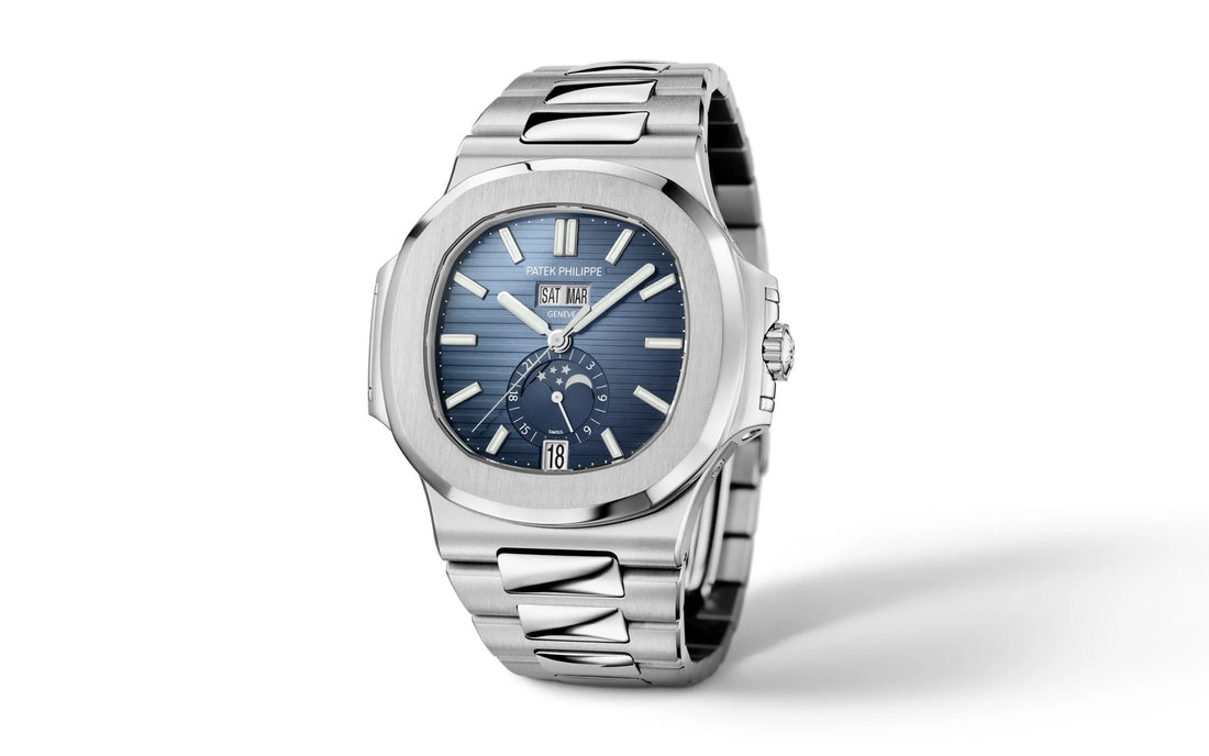 Patek Philippe Nautilus Annual Calendar Stainless Steel Watch Blue Dial