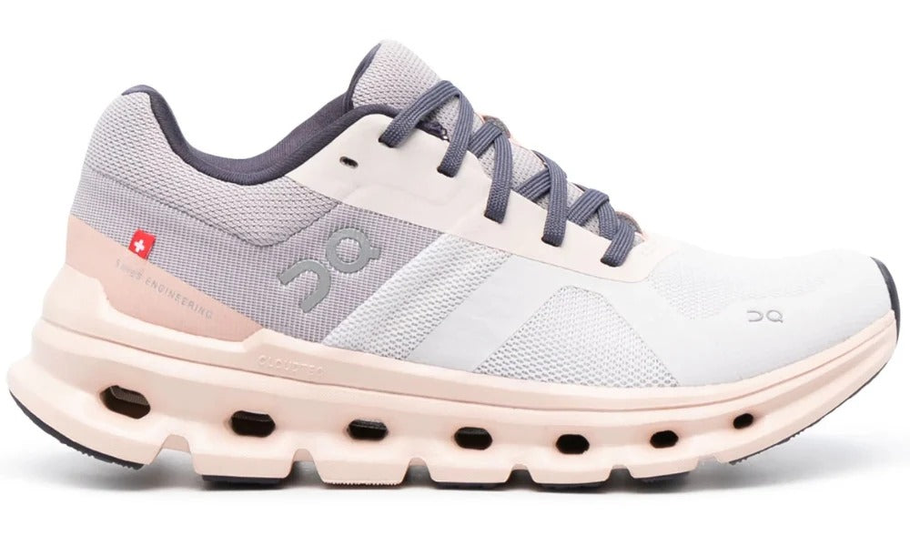 On Running Cloudrunner Frost Fade Grey Pink Supportive Training Sneakers
