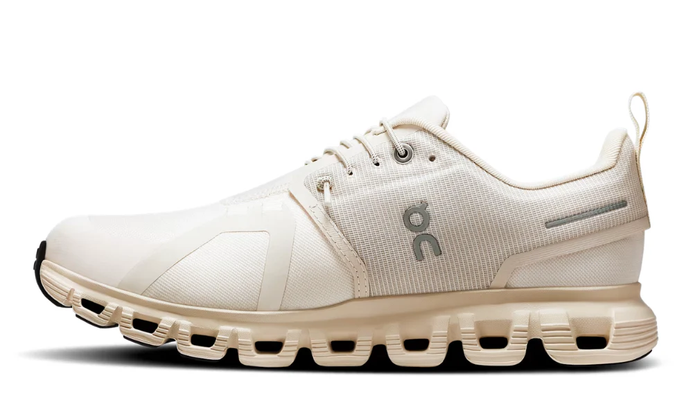 On Cloud 6 Waterproof Running Shoes in Pearl and Cream
