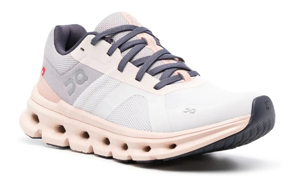 On Running Cloudrunner Frost Fade Grey Pink Supportive Training Sneakers
