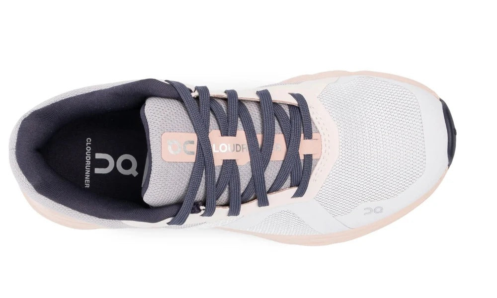 On Running Cloudrunner Frost Fade Grey Pink Supportive Training Sneakers