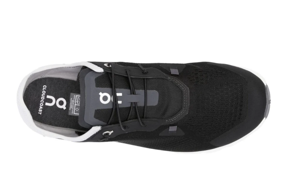 On Cloud 5 Coast Black Light Grey Lightweight Walking Shoes