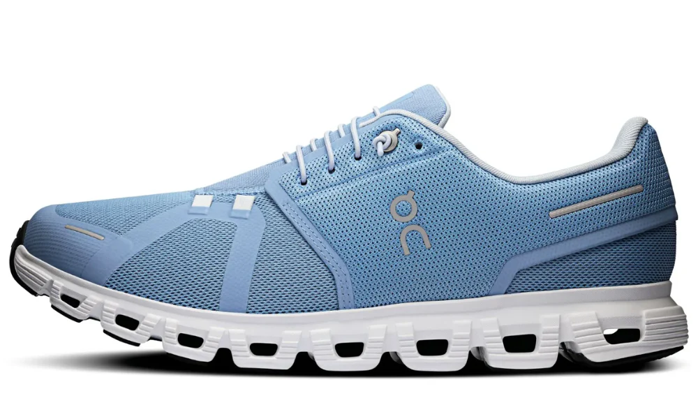 On Cloud 6 Chambray White Lightweight Performance Running Shoes