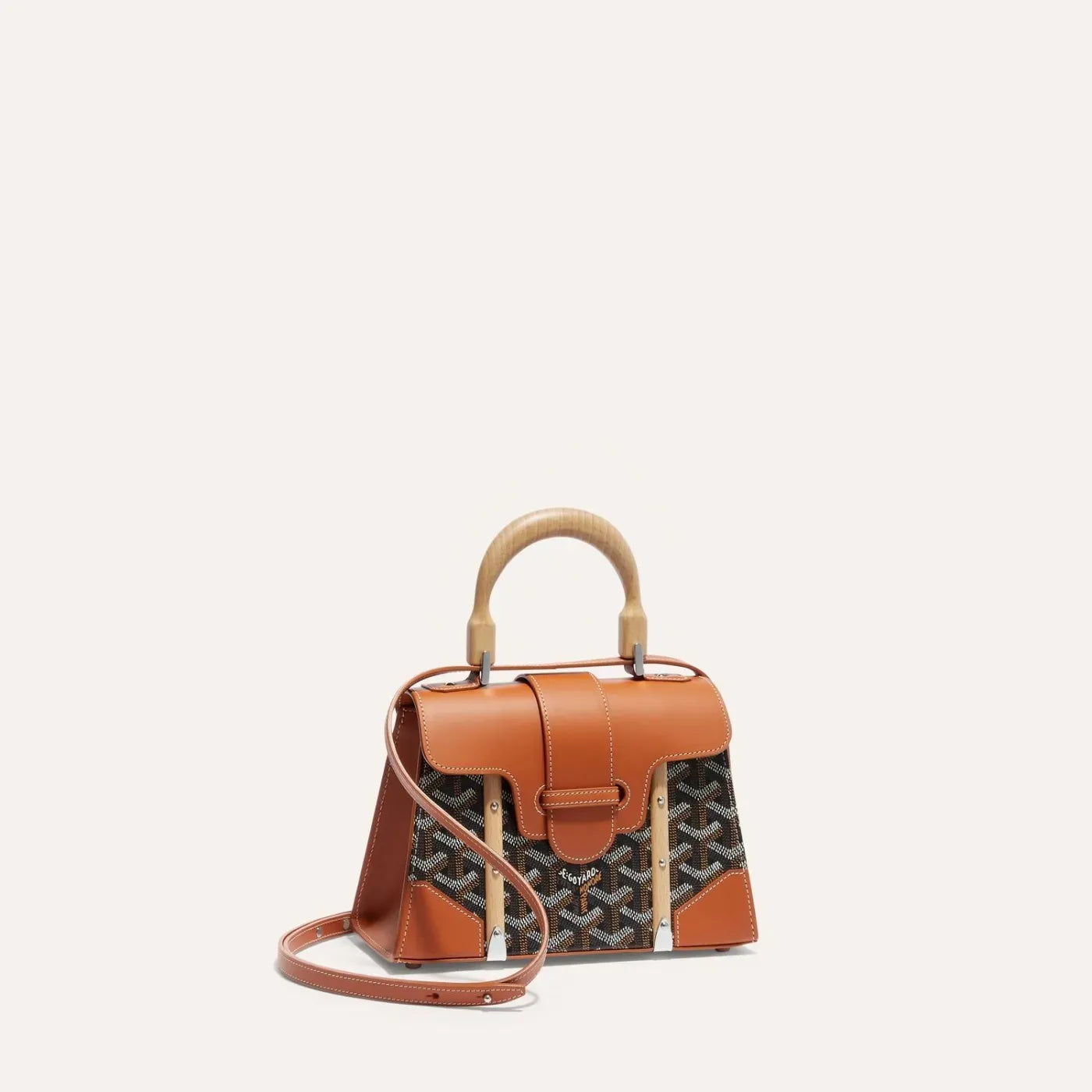Goyard Style Saïgon Structuré Mini Bag in Black and Tan