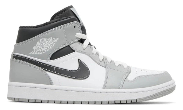 Air Jordan 1 Mid Light Smoke Grey Leather Basketball Sneakers
