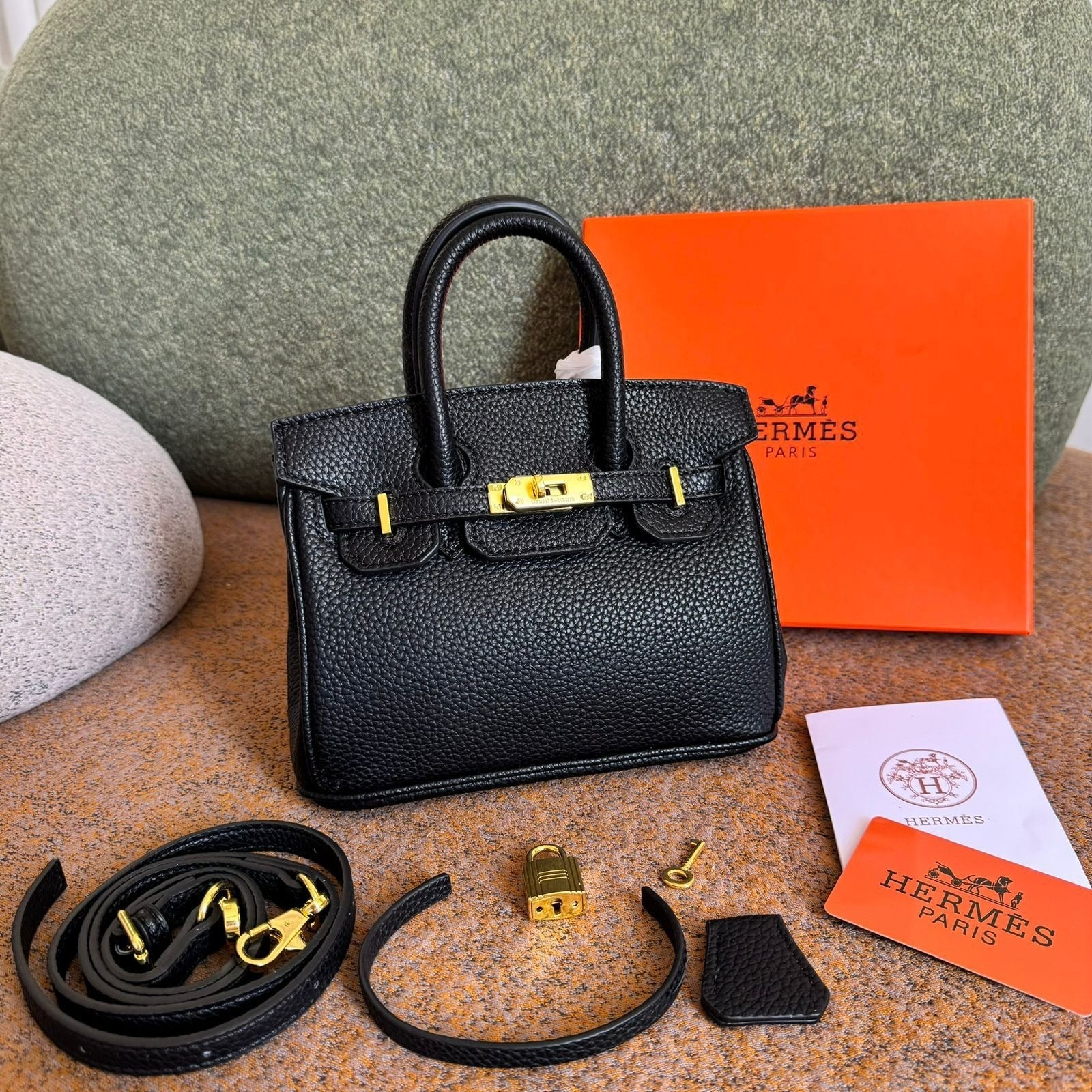 Premium Designer Style Birkin Handbag With Dust Bag And Box